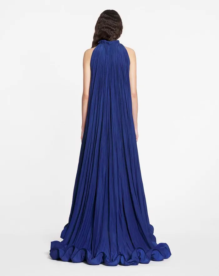 Women Lanvin Dresses Long Charmeuse Tribute Dress Indigo