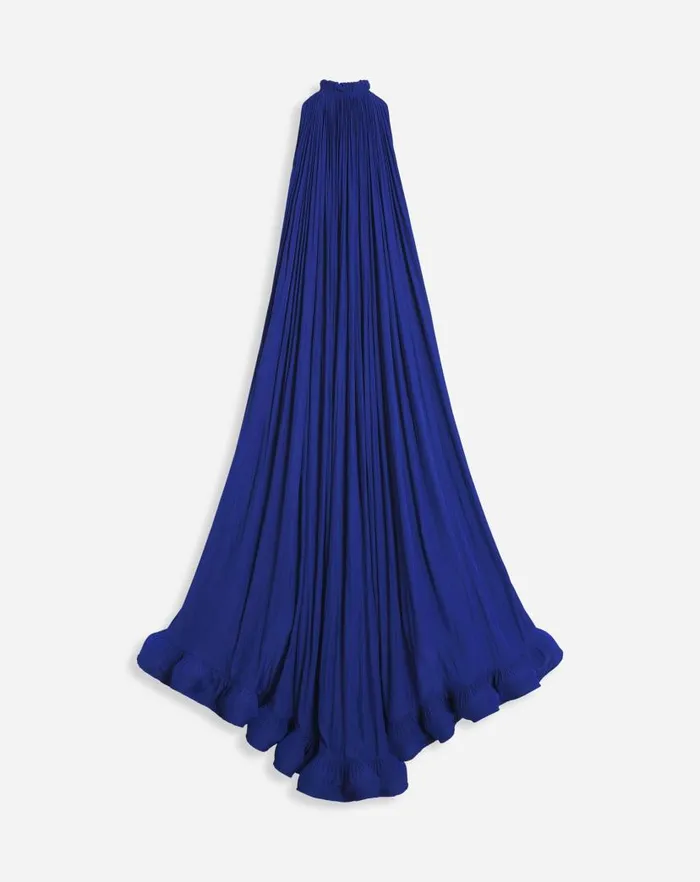 Women Lanvin Dresses Long Charmeuse Tribute Dress Indigo