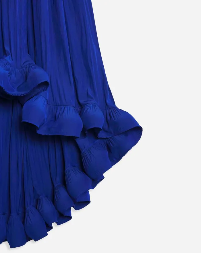 Women Lanvin Dresses Long Charmeuse Tribute Dress Indigo