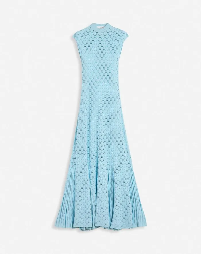 Women Lanvin Dresses Long Dress In Lace Effect Knit Budgie