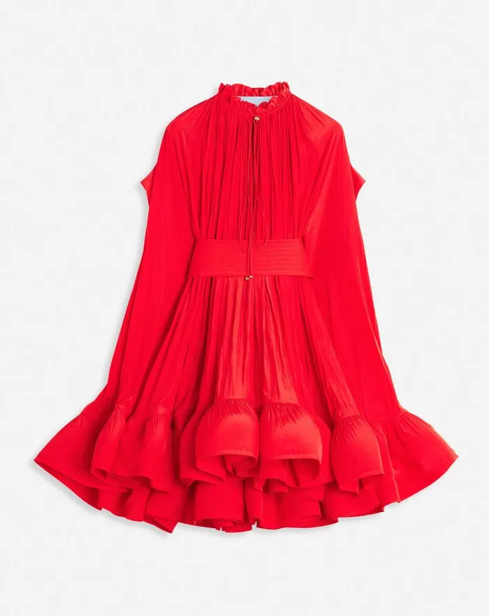 Women Lanvin Dresses Short Charmeuse Dress Poppy Red