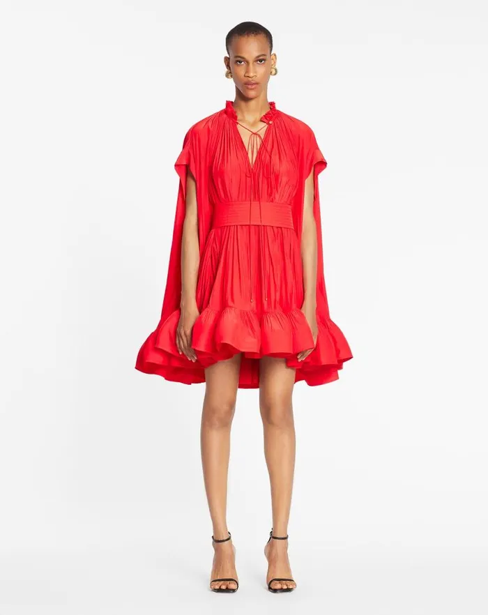 Women Lanvin Dresses Short Charmeuse Dress Poppy Red