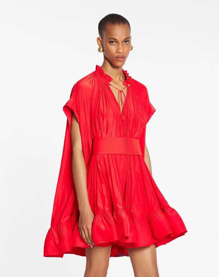 Women Lanvin Dresses Short Charmeuse Dress Poppy Red