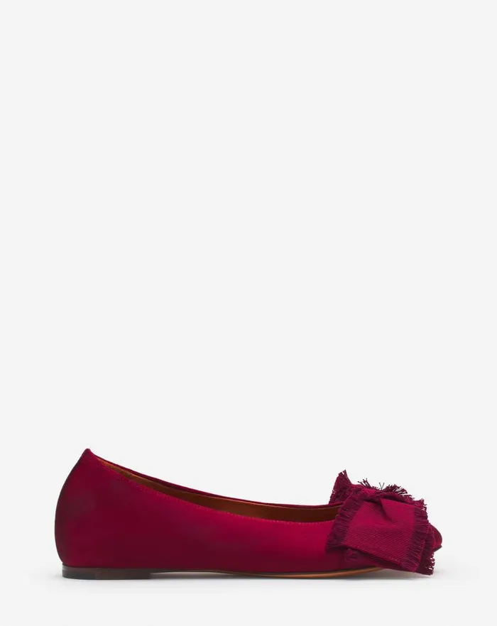 Women Lanvin Loafers Ballerina Flat With A Satin Bow Redwood