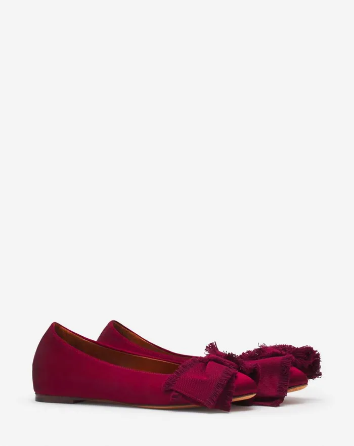 Women Lanvin Loafers Ballerina Flat With A Satin Bow Redwood Women Lanvin Loafers Ballerina Flat With A Satin Bow Redwood