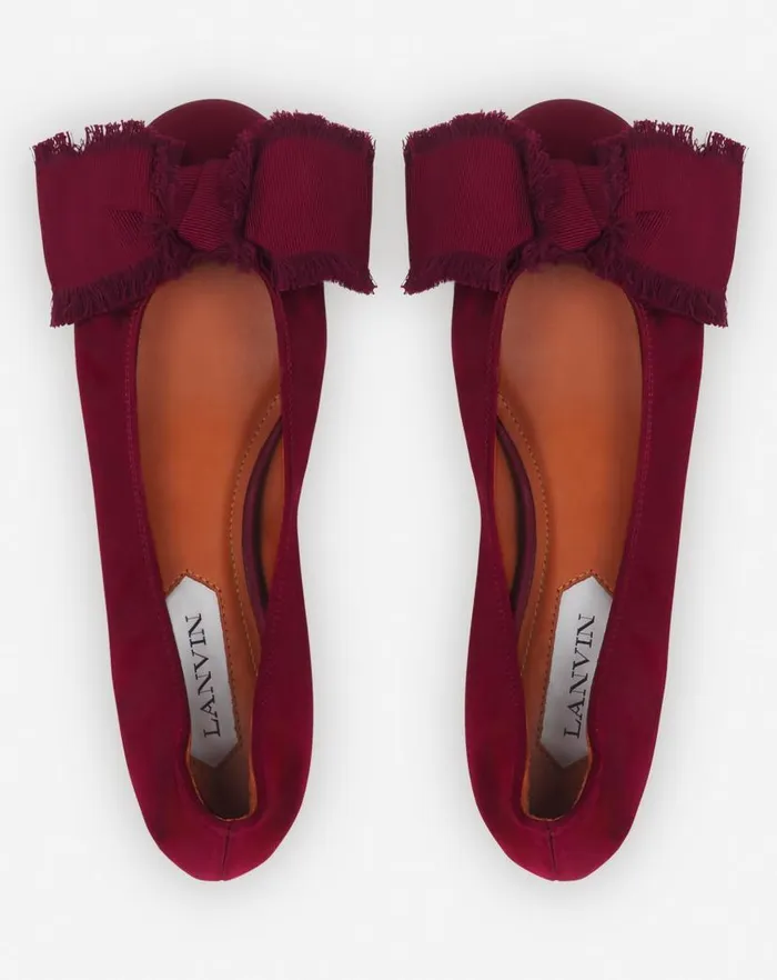 Women Lanvin Loafers Ballerina Flat With A Satin Bow Redwood Women Lanvin Loafers Ballerina Flat With A Satin Bow Redwood