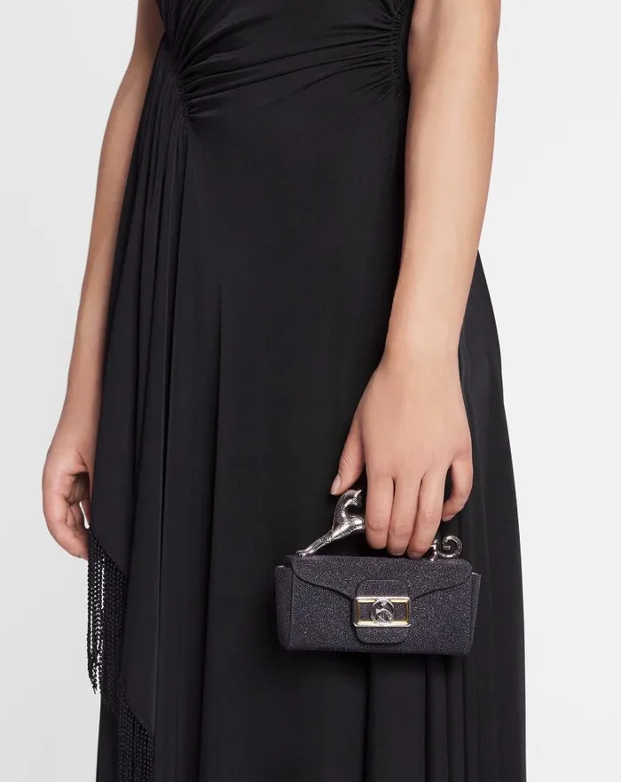 Women Lanvin Mini Bags and Clutches Micro Pencil Cat Bag In Suede Black