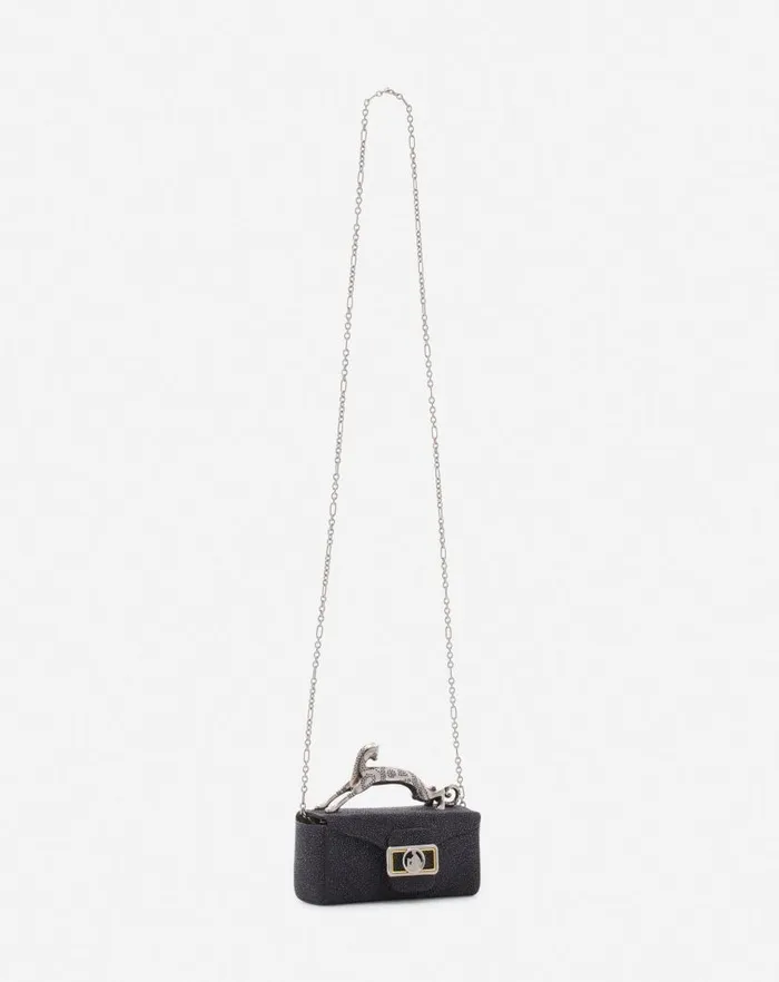 Women Lanvin Mini Bags and Clutches Micro Pencil Cat Bag In Suede Black