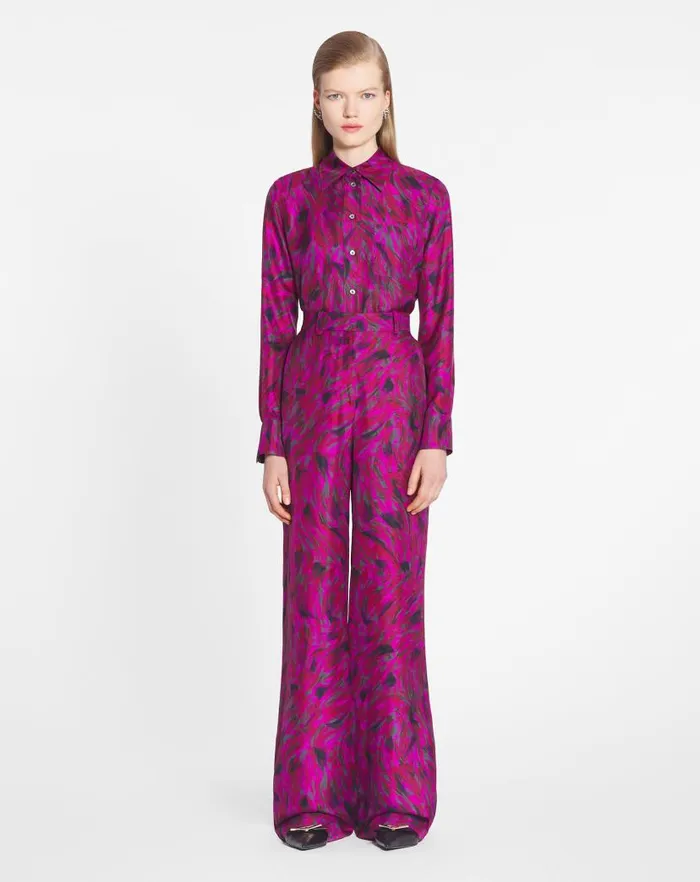Women Lanvin Pants Printed Wide Leg Pants Fuchsia