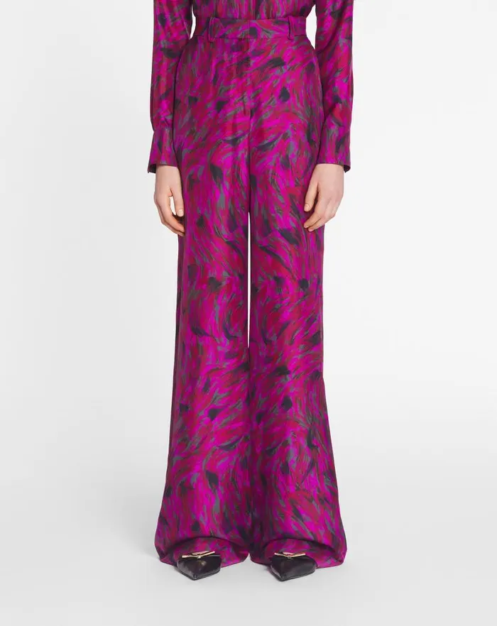 Women Lanvin Pants Printed Wide Leg Pants Fuchsia
