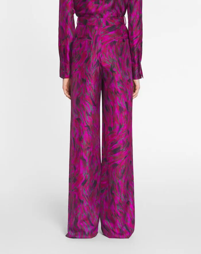 Women Lanvin Pants Printed Wide Leg Pants Fuchsia