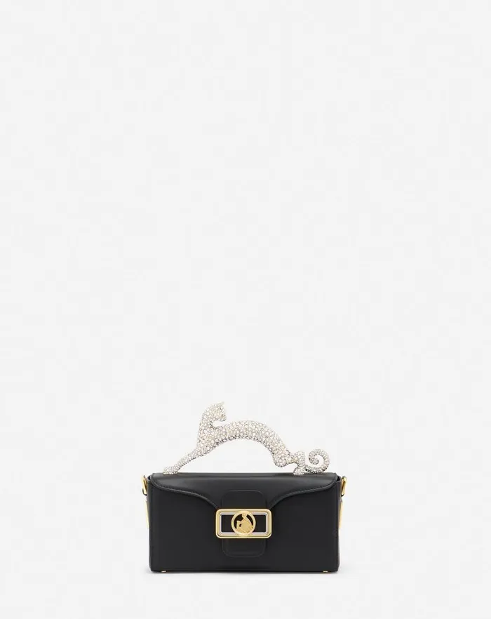 Women Lanvin Pencil Nano Pencil Cat Leather And Rhinestone Bag Black