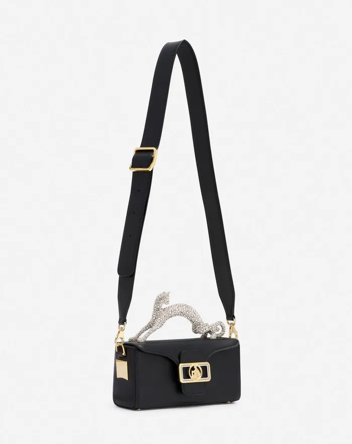 Women Lanvin Pencil Nano Pencil Cat Leather And Rhinestone Bag Black