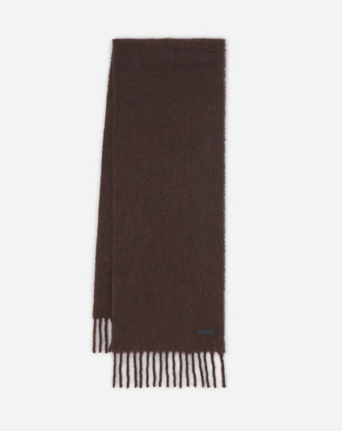 Women Lanvin Silks and Scarves Lanvin Fringed Scarf In Wool Dark Brown