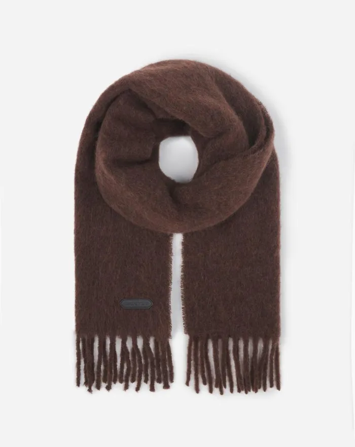 Women Lanvin Silks and Scarves Lanvin Fringed Scarf In Wool Dark Brown Women Lanvin Silks and Scarves Lanvin Fringed Scarf In Wool Dark Brown
