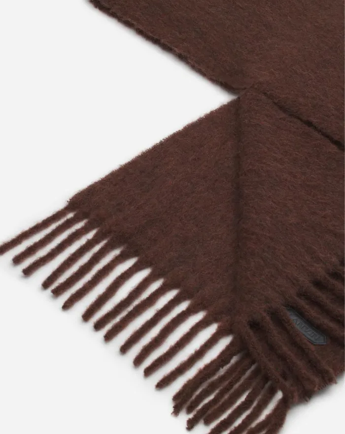 Women Lanvin Silks and Scarves Lanvin Fringed Scarf In Wool Dark Brown Women Lanvin Silks and Scarves Lanvin Fringed Scarf In Wool Dark Brown
