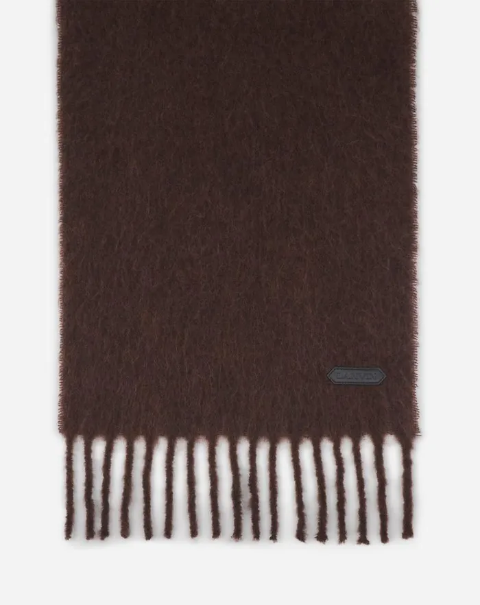 Women Lanvin Silks and Scarves Lanvin Fringed Scarf In Wool Dark Brown Women Lanvin Silks and Scarves Lanvin Fringed Scarf In Wool Dark Brown