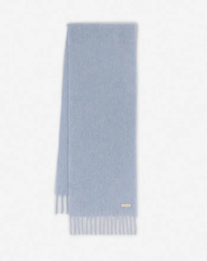 Women Lanvin Silks and Scarves Lanvin Fringed Scarf In Wool Newlanvin Blue