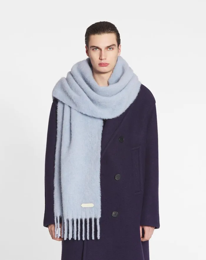 Women Lanvin Silks and Scarves Lanvin Fringed Scarf In Wool Newlanvin Blue Women Lanvin Silks and Scarves Lanvin Fringed Scarf In Wool Newlanvin Blue