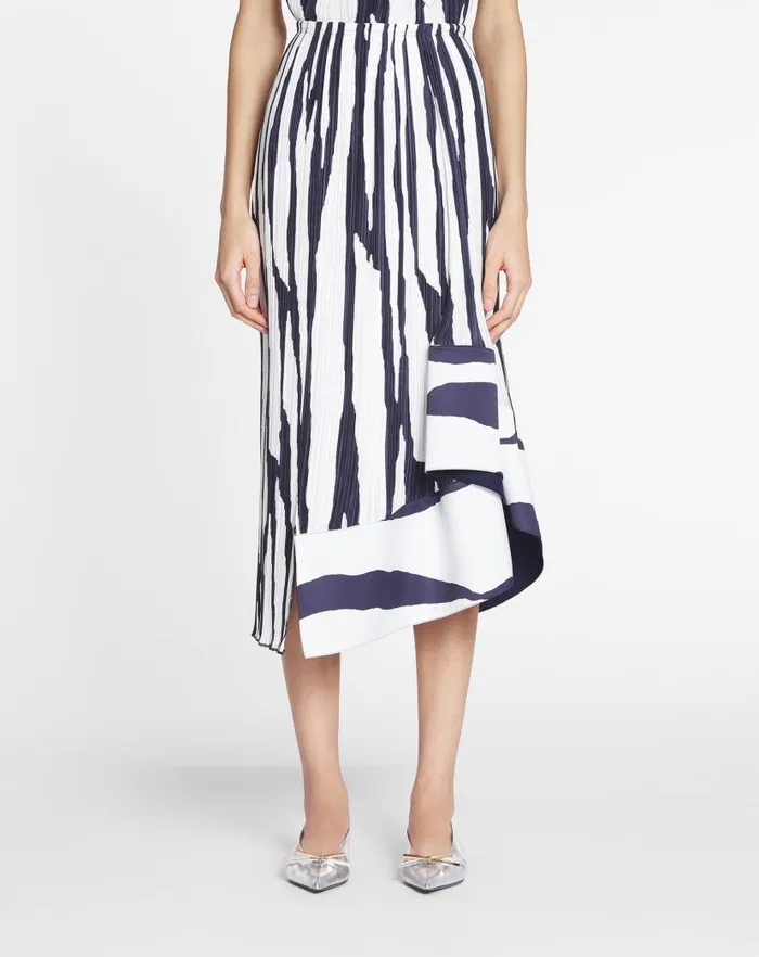 Women Lanvin Skirts and Shorts Printed Pleated Midi Skirt Whitejapanese Ink Women Lanvin Skirts and Shorts Printed Pleated Midi Skirt Whitejapanese Ink
