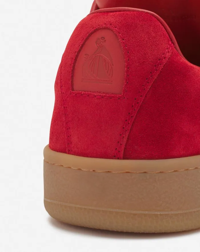Women Lanvin Sneakers Lanvin X Future Hyper Curb Sneakers In Leather And Suede For Women Poppy Redorange Women Lanvin Sneakers Lanvin X Future Hyper Curb Sneakers In Leather And Suede For Women Poppy Redorange