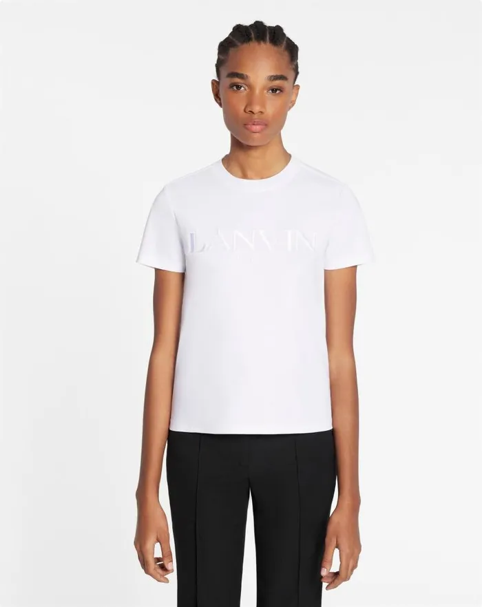 Women Lanvin TShirts and Sweatshirts Classic Fit Lanvin Embroidered Tshirt Optical White