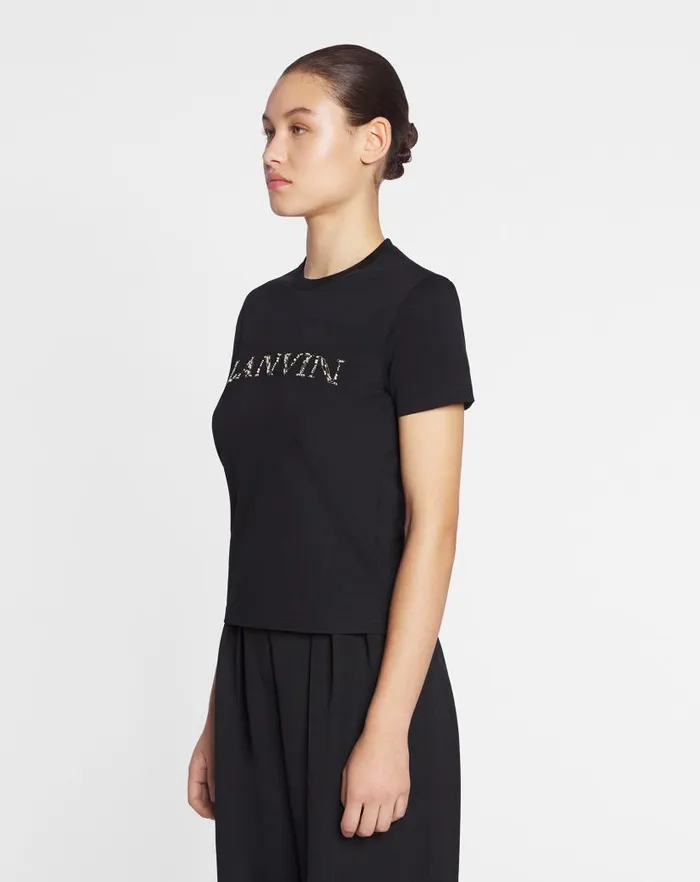 Women Lanvin TShirts and Sweatshirts Lanvin Embroidered Tshirt Black