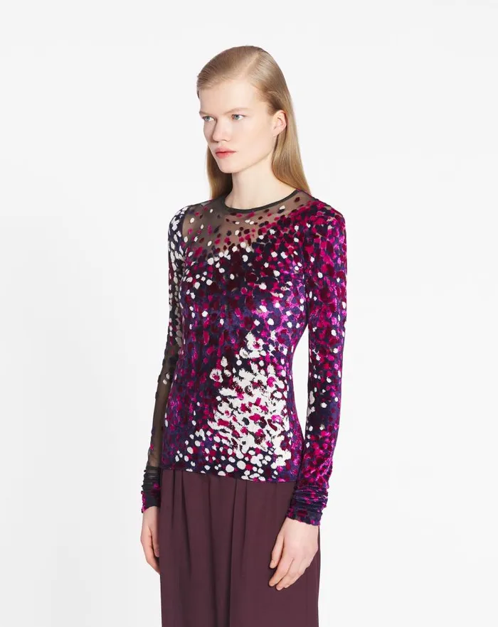 Women Lanvin Tops Devoured Jersey Top Fuchsiajapanese Ink Women Lanvin Tops Devoured Jersey Top Fuchsiajapanese Ink