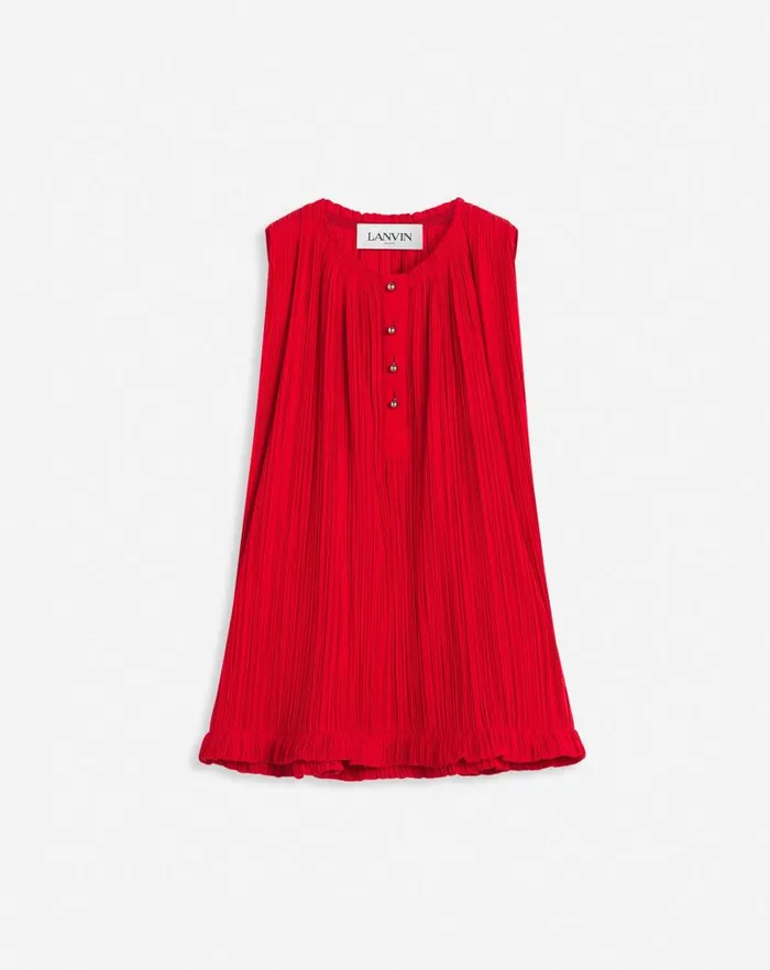 Women Lanvin Tops Sleeveless Pleated Top Flame