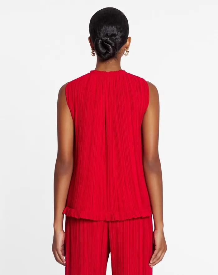 Women Lanvin Tops Sleeveless Pleated Top Flame