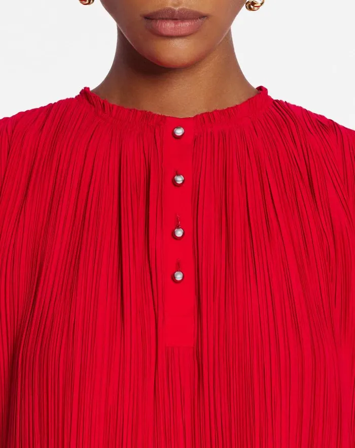 Women Lanvin Tops Sleeveless Pleated Top Flame