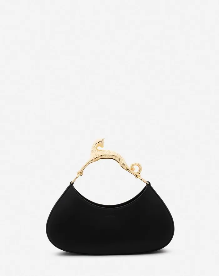 Women Lanvin Tote Bags and Top Handle Bags Hobo Cat Bolide Leather Bag Black