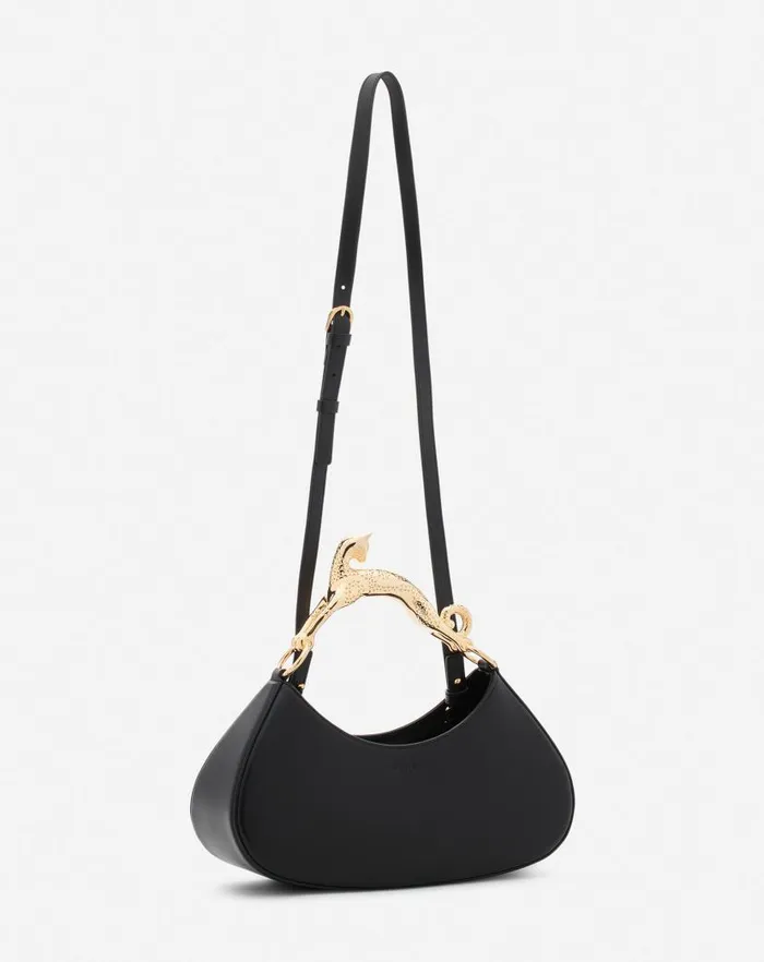 Women Lanvin Tote Bags and Top Handle Bags Hobo Cat Bolide Leather Bag Black
