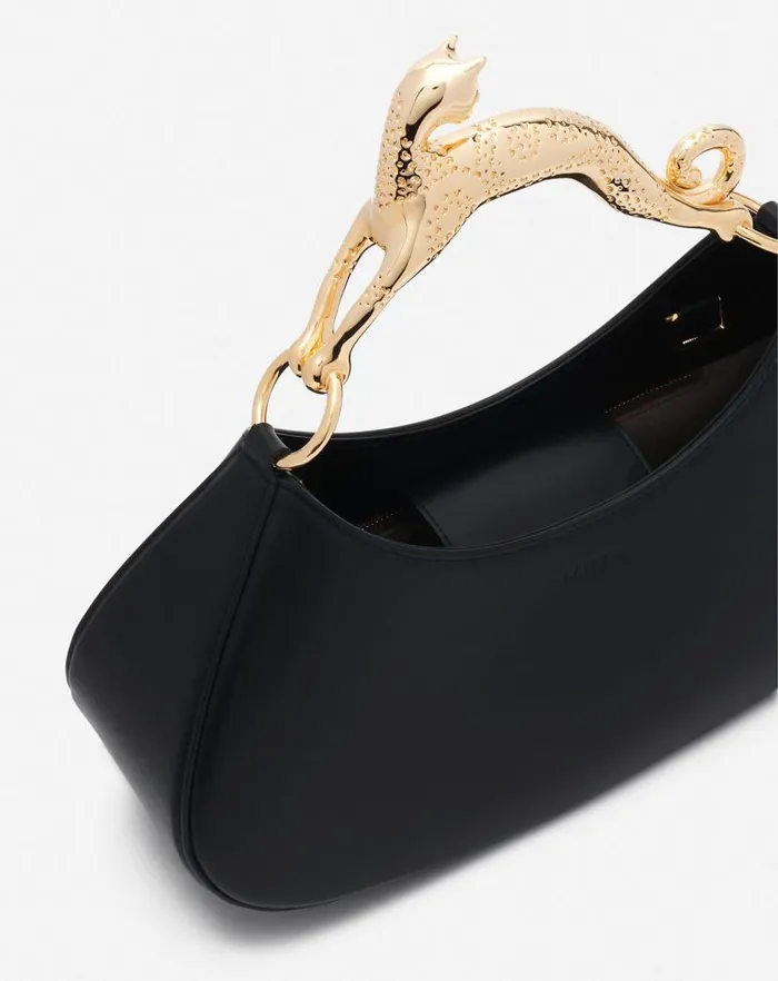 Women Lanvin Tote Bags and Top Handle Bags Hobo Cat Bolide Leather Bag Black