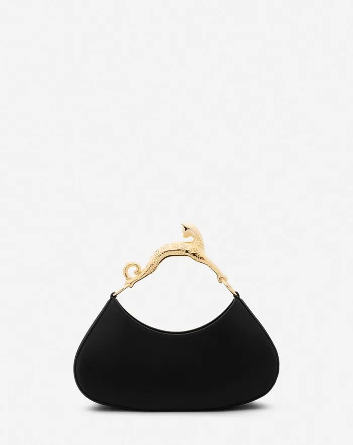 Women Lanvin Tote Bags and Top Handle Bags Hobo Cat Bolide Leather Bag Black