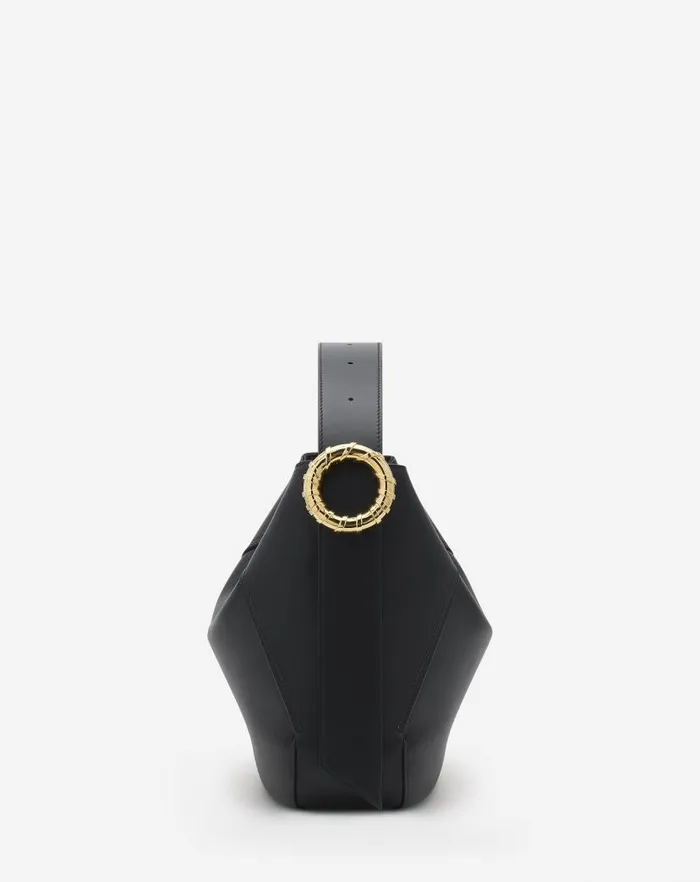 Women Lanvin Tote Bags and Top Handle Bags Leather Mlodie Hobo Bag Black