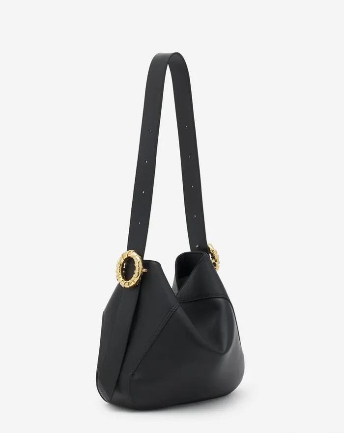 Women Lanvin Tote Bags and Top Handle Bags Leather Mlodie Hobo Bag Black