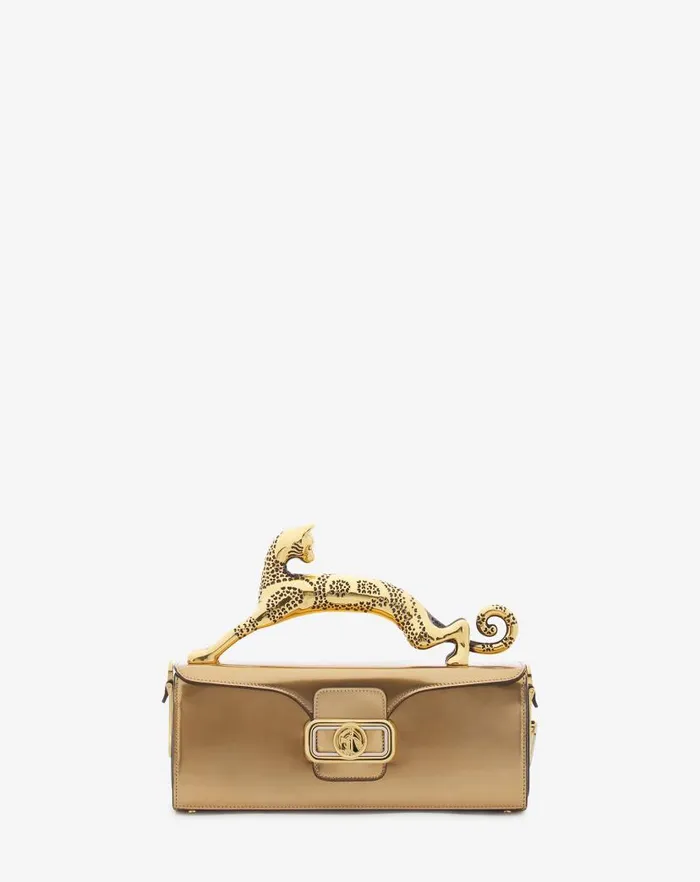 Women Lanvin Tote Bags and Top Handle Bags Medium Pencil Cat Bag In Metallic Leather Gold Women Lanvin Tote Bags and Top Handle Bags Medium Pencil Cat Bag In Metallic Leather Gold