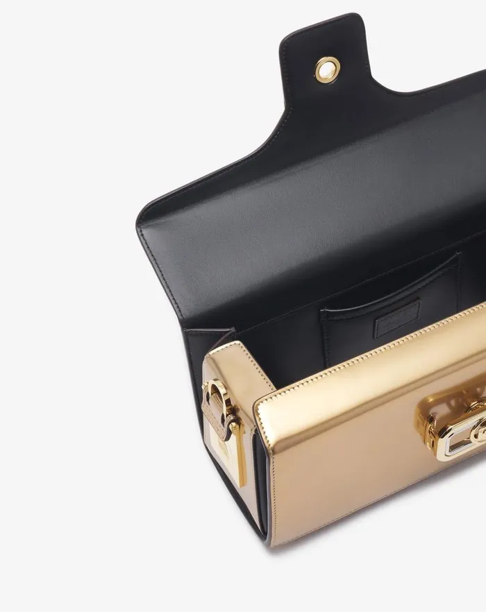 Women Lanvin Tote Bags and Top Handle Bags Medium Pencil Cat Bag In Metallic Leather Gold