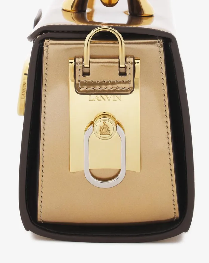 Women Lanvin Tote Bags and Top Handle Bags Medium Pencil Cat Bag In Metallic Leather Gold