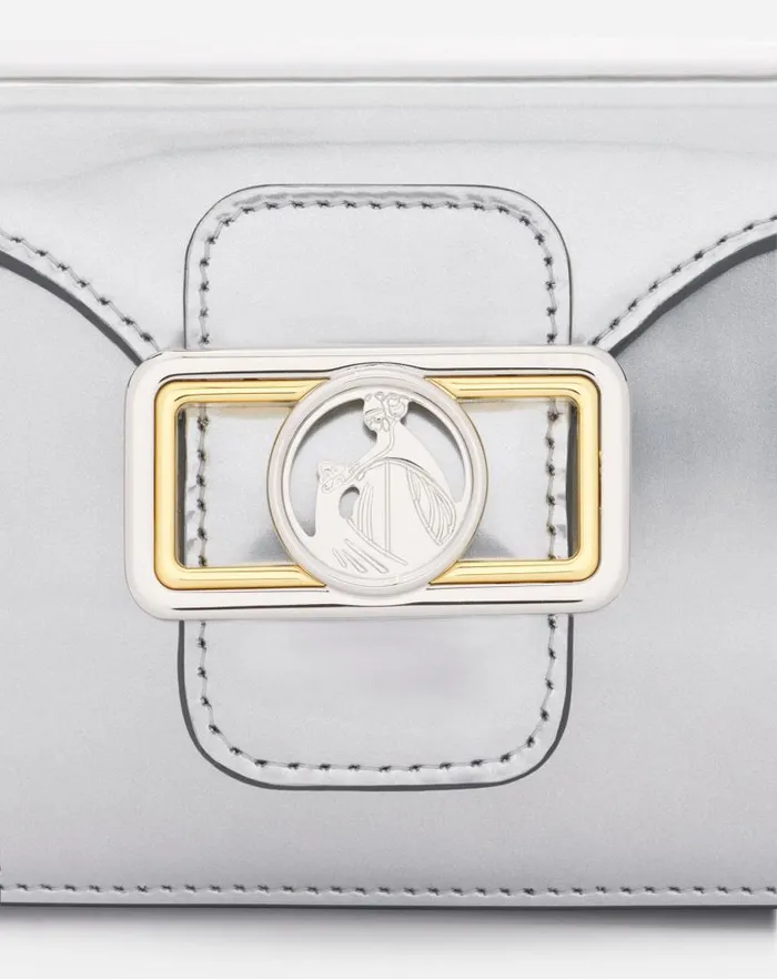 Women Lanvin Tote Bags and Top Handle Bags Nano Pencil Cat Bag In Metallic Leather Silver
