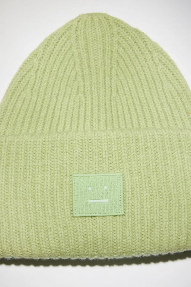 Women Large Face Logo Beanie Pale Green Melange Acne Studios Hats