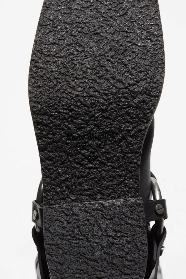 Women Leather Buckle Boots Black Acne Studios Shoes