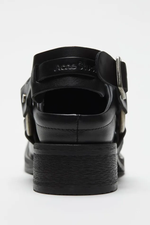 Women Leather Buckle Mule Black Acne Studios Shoes