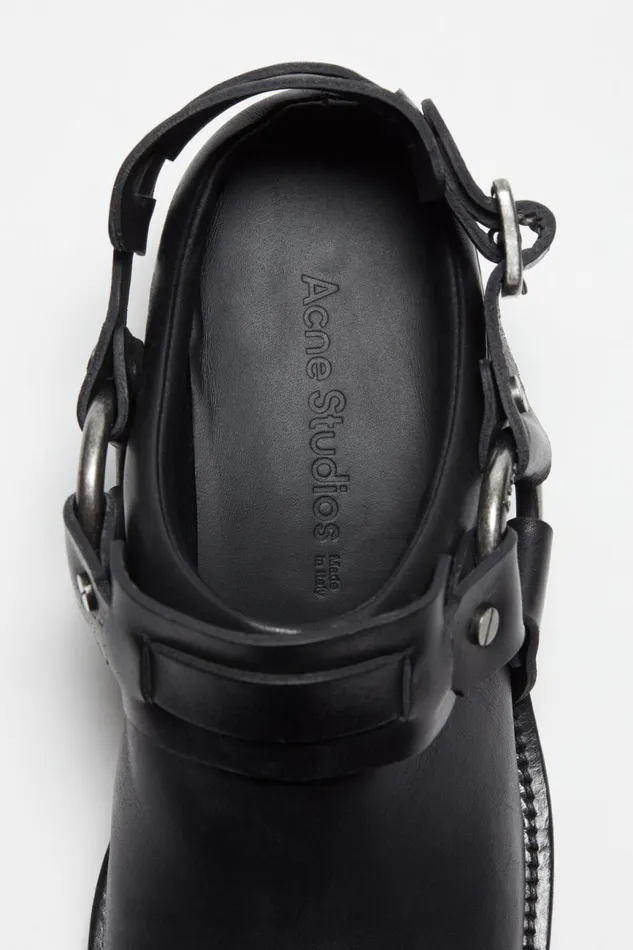Women Leather Buckle Mule Black Acne Studios Shoes