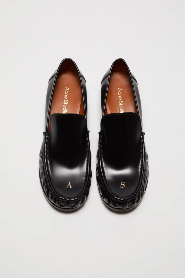 Women Leather Loafers Black Acne Studios Shoes