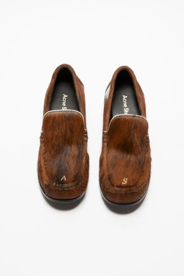 Women Leather Loafers Multi Brown Acne Studios Shoes
