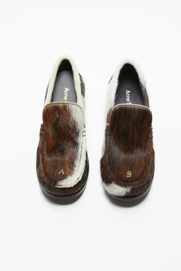 Women Leather Loafers Multi Brown Acne Studios Shoes