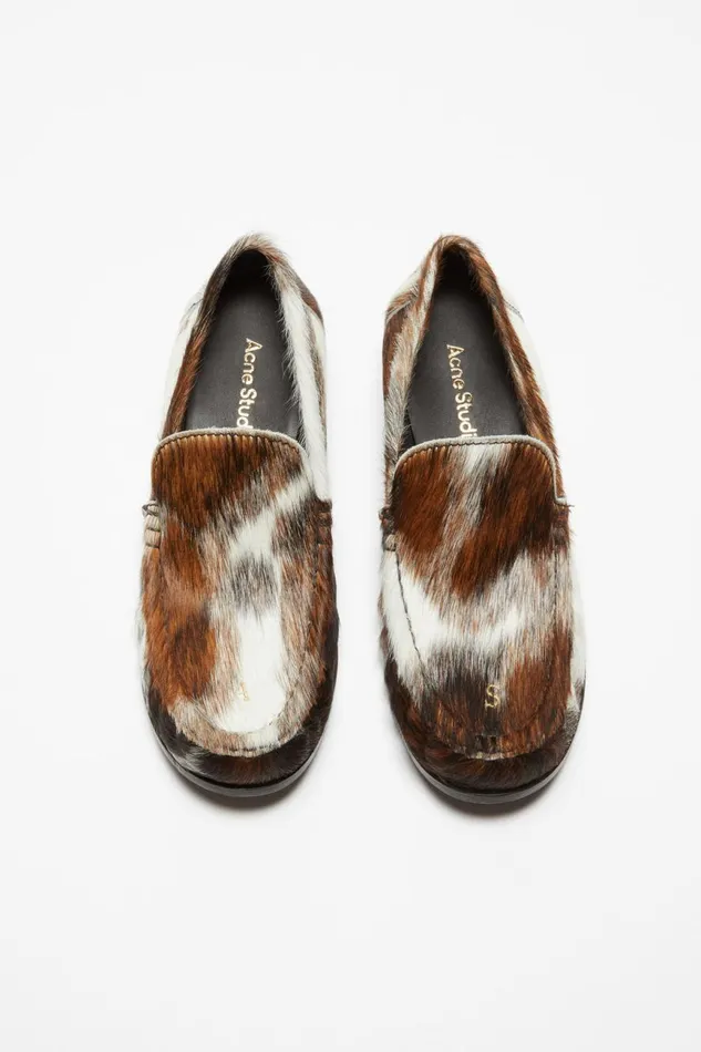 Women Leather Loafers Multi Brown Acne Studios Shoes