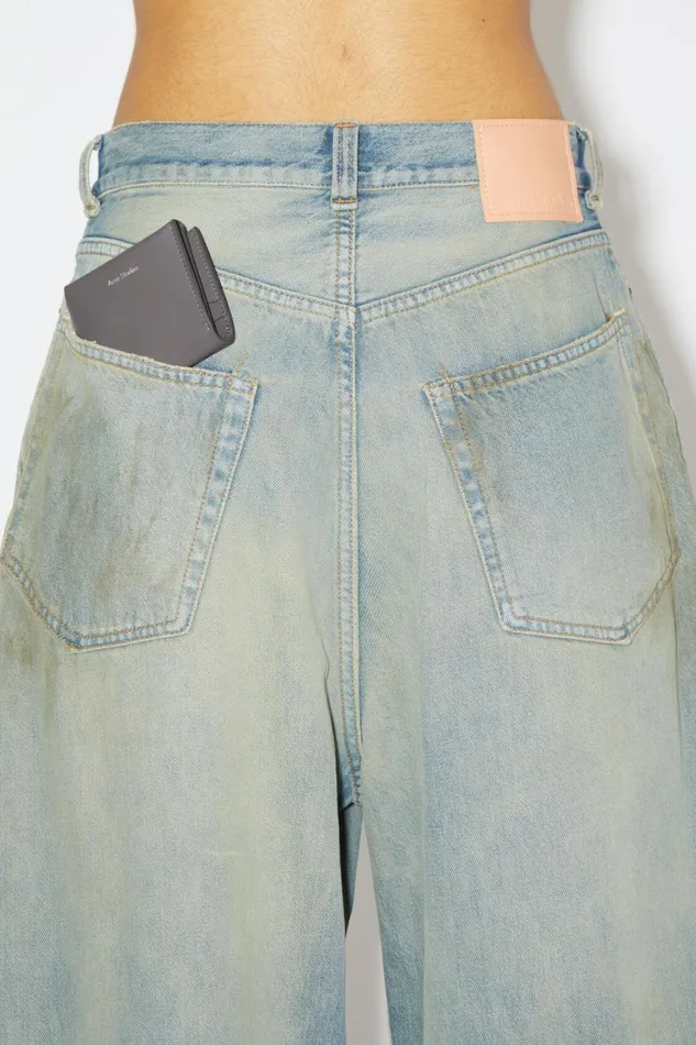 Women Leather Trifold Wallet Dark Grey Acne Studios Small Leather Goods